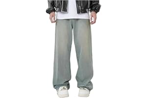 RUMAOZIA Herren Baggy Jeans Loose Fit Pants Classic Regular Hosen Vintage Jungen Jeans Hip Hop Style Breite Hosen Teenager Jungen Straight Leg Denim Hosen Y2K Streetwear Skateboard Jeanshosen