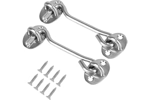 smtfcty 2 Stück Sturmhaken mit öSe Sturmhaken Edelstahl Kabinenhaken Türhaken Tür Riegel Fenster Fang Kabine Tür Sperren Fensterhaken für Tor, Garage, Zaun, Fenster oder Schuppen (10 cm/4 Zoll)