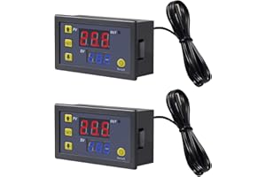 AITRIP 2 Stücke W3230 LCD Digitaler Thermostat DC 12V 20A Temperatur Regler Meter Regler Steuerschalter -50-110 Grad Celsius mit Temperatur Sonde Hochtemperatur Alarm