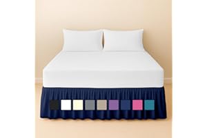 Rohi Base Valance Bed Sheet - Frilled Design - Fit Over Base 16” Deep Fit, Polycotton Bedding OEKO-TEX® Standard 100 Certified Product (Double, Navy Blue)