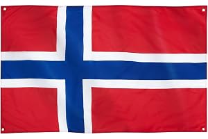 Runesol Norges flagga, 91x52cm, 3ft x 5ft, 4 öglor, Norsk flagga, Norsk flagga, Norsk statsflagga, Premiumflaggor, Inomhus, U