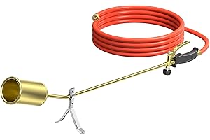 Wiltec Unkrautbrenner bis 1850°C Gasbrenner mit 80kW, Abflammgerät für Unkraut, 85 cm Unkrautvernichter, Dachbrenner mit 5 m Schlauch