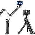 TELESIN Flexible Selfie Tripod Multiple Way Pivot Arm Stabilizer Stick Pole Monopod Handler Grip Compatible for GoPro Max Hero 11 9 8 7 6 5 Insta360 One X2 X3 RS GO2 DJI Action 2 3 Accessories