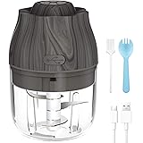 VASG Electric Garlic Chopper, Mini Food Chopper USB Charging Food Processor Garlic Mini Blender With 3 Sharp Blades for Meat 