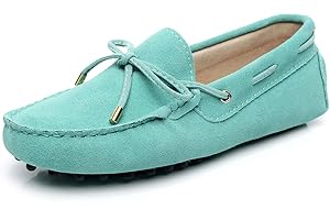 Jamron Mujer Clásico Gamuza Corbata de Moño Penny Mocasines Comodidad Hecho a Mano Pantuflas