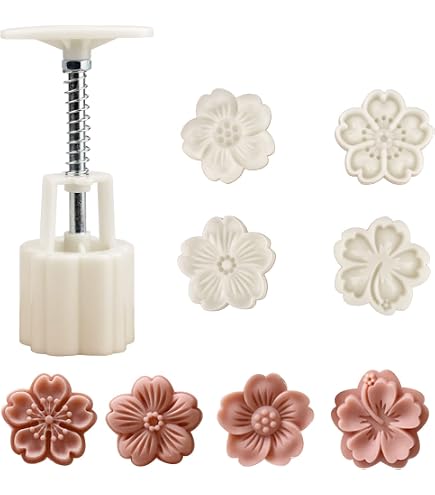Moule à Mooncake 2-en-1 Fleur Et Triangle - 11 Motifs Inclus Pour Pâtisserie Traditionnelle Chinoise