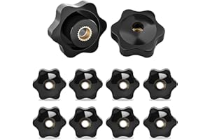 FYting M10 Star Knobs,10 PCS Female Knob Screws M10 Clamping Screw knob Threaded Female Star Knob Black Plastic Clamp Nut Clamping Screw Knob for Machinery Equipment Industrial Equipment - 38mm