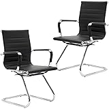 Wahson - Sedia Cantilever in Pelle Sintetica Sedie da Reception per Sale Conferenze, Braccioli Cromati con Protezioni, Sedie 