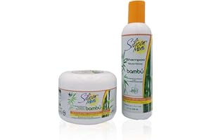Silicon Mix Bambu set de soin capillaire pour cheveux ternes, cassants et secs – Masque capillaire 225g, Shampooing 236ml à la silice de bambou