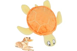 TONYFY Squeaky Dog Toy, Sea Turtle Plush Dog Toy, Interactive for Puppies for Teething Chew Toy for Small Dogs (Orange)