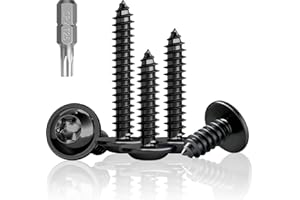 JYVEX 100 Stück Schrauben Schwarz Flachkopf, M5X30mm Linsenkopfschrauben Holz, A2 V2A Schwarze Holzschrauben Edelstahl, Schwarze Schrauben für Akustikpaneele, Torx Tellerkopfschrauben