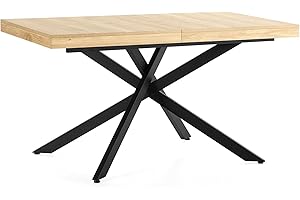 HOMN LIVING Mesa de Comedor Extensible Palermo Color Roble, 140-180 cm (Largo) 80 cm (Profundidad) 75 cm (Altura)