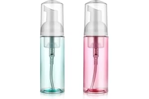 MOZEAT LENS Confezione da 2 flaconi da viaggio in schiuma da 50 ml, dispenser di sapone in schiuma di piccole dimensioni, in plastica trasparente, mini contenitori vuoti ricaricabili, per lavaggio viso, shampoo e