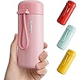 Exllena Small Flask 200ml Made of 304 Stainless Steel, Double Wall Vacuum Insulation for Hot&Cold Drinks, Mini Flask with Carry Handle - 100% Leakproof(Pink)
