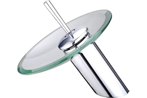 Funime Glass Basin Taps Waterfall Bathroom Sink Mixer Taps Modern With Hoses