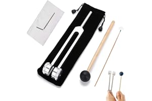 Esshogo Diapason 128 Hz Curativo, Diapason Neurologico, Fornisce Una Risposta in Frequenza Precisa, Con Un Martello in Silicone E Un Panno Di Pulizia Imballato in Una Borsa Morbida Di Velluto