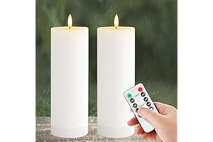MeYuxg 10 x 20 cm Candele LED impermeabili Fanzir con timer telecomando, Grandi Candela Batteria senza fiamma, Finte Candele Elettriche Effetto Reale per Esterni e Casa, 2 pezzi