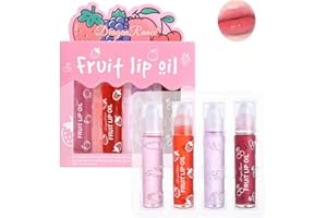 Pakivs Lot de 4 Brillants à Lèvres Aromatisés aux Fruits, Transparent Hydratant Lotion Pour les Lèvres Plus Dodue Rolling Ball Lip Oil Liquid Lipstick