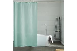 Furlinic Cortina Ducha Menta Verde Tela Impermeable Antimoho Pequeña Cortinas Baño Poliéster Lavable con 8 Anillas Cortina Ducha para Bañera Ducha 120x180cm