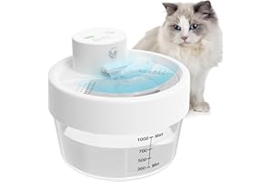 MASBRILL Cat Water Fountain for Drinking, Wireless Cat Water Fountain, 1L Cat Fountain Battery Operated with Motion Detector, Super Silent Water Fountain Cat Bowl, Pet Water Fountain for Dog(White)
