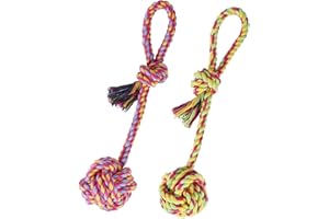 Vivifying Dog Rope Toys, Pack of 2 Interactive Braided Cotton Pet Chew Rope Toys for Dog Teeth Cleaning