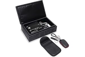 DESCONOCIDO Faraday Caja de protección y bolsa – Mejor calidad antirrobo, protección anti-hacking para llaves del coche, teléfono celular y tarjeta de crédito. Bloqueo imán, 100% piel sintética