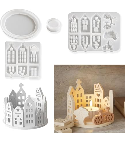 17 Moules En Silicone Pour Maisons - Idéal Pour Plâtre, Bougies, Argile - DIY Créatif Et Activités Parent-enfant