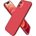 ORNARTO Compatible with iPhone 12 Case 6.1 and iPhone 12 Pro Case, Slim Liquid Silicone 3 Layers Full Covered Soft Gel Rubber Case Cover 6.1 inch-Red…