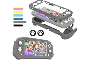 FIWWAT Switch Lite Coque de Protection pour Nintendo Switch Lite, Compatible avec Nintendo Switch Lite avec Protecteur d'écran PC intégré, Coque avec 2 Capuchons pour Les Pouces, Gris