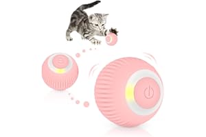 Majome Katzenspielzeug Interaktives Ball, Katzenball mit LED-Licht, USB Wiederaufladbares, 360° Selbstdrehender Elektrisch Ball Haustierspielzeug, bewegliches catchee Spielzeug für Jagdübungen