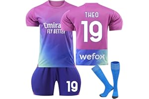 YAGUMO A-C Maillot de Foot Enfant Nr. 9 Giroud Nr. 11 Ibrahimovic Nr. 17 R.LEAO Domicile Soccer Jersey, Football Ensemble Garçons/Adultes Entrainement T-Shirt et Short avec Chaussettes