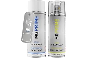 MG PRIME Vernice per auto Kit bombolette spray 2K per Citroen KVE Gris Switchblade Metallic/Cosmic Silver Metallic Vernice di base 2 componenti vernice trasparente