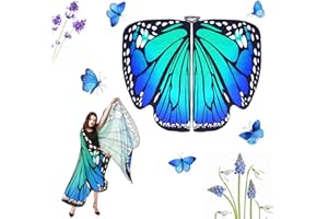 DURANTEY Butterfly Wings Adult Butterfly Costumes Fairy Wing Cape Womens Butterfly Shawl Colorful Butterfly Cape Nymph Pixie Costume Accessory for Christmas Halloween Cosplay Dancing (168x135)
