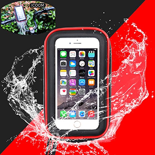 ICOOM Supporto per SmartPhone impermeabile universale V2 di montaggio manubrio della moto, bicicletta Custodia impermeabile con per GPS, Apple, Android, Smartphone, iPhone 6S / 6/ 6 Plus, Samsung Gala (XL)