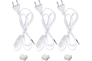 TXErfolg 3 Pièces Cordon avec Interrupteur 1,8M Câble D'alimentation avec Euro Fiche, 2 x 0,75 mm², 2 x Câbles de Connexion Câbles de Lampe avec Interrupteur pour Lumières, Lampes, Lampadaires (Blanc)