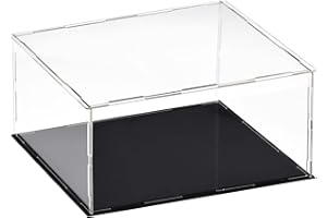 TA-VIGOR Vitrine transparente en acrylique - 30 x 25 x 20 cm - À assembler - Cube de rangement - Étanche à la poussière - Avec base noire - Pour figurines, jouets, objets de collection