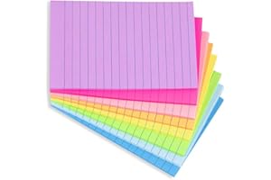 WOWIVY 8 Pads - 4X6 in Lined Sticky Notes,8 Colors Post Self Stick Notes Pads, Bright Stickies Colorful Sticky Notes for Office, Home, School, Meeting ，Strong Adhesive,45 Sheets/pad