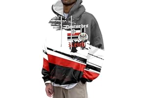 Rrongwn Deutschland Hoodie Deutscher Adler Druck Kapuzenpullover Sportlicher Sweatshirt Oversize Classic Hoody Langarm Pullover Passform Bequem Top