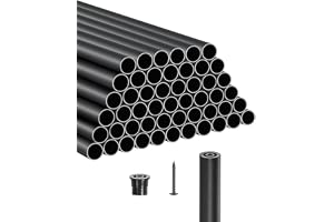VEVOR Trappräcke i aluminium, vattentätt runt metallräcke med pluggar och skruvar, för trappor, veranda, uteplats, staket, mattsvart 19 x 813 mm, 51 stycken