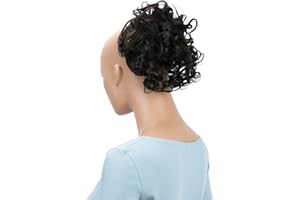 CAISHA Parrucchino Scrunchie Updo Acconciature Voluminoso Ricci Disordinato Bun Marrone G18L