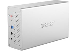 ORICO UK ORICO Aluminium Dual Hard Drive RAID Enclosure USB 3.0 Hard Disk Caddy for 2 x 3.5 Inch SATA III HDD and SSD - Support UASP & 8TB