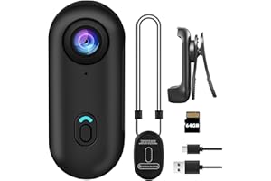 bayehngs 1080P Thumb Action Camera,Portable Small Body Camera, Hands-Free POV Recording Body Cam for Cycling, Motorcycle,Travel, Outdoor Adventures (64GB Simple Bundle)