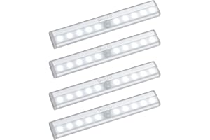 ‎OXYLED OxyLED Schranklicht mit Bewegungsmelder, Schrankbeleuchtung 4 Stück LED Bewegungsmelder Innen Batterie Mit Stick-On Magnetstreifen Auto Ein/Aus Schranklampe mit Bewegungsmelder für Treppe Küchen