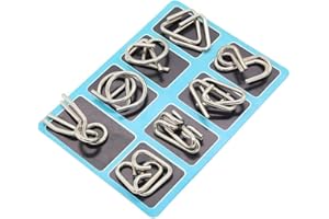 Gracelaza 8 pcs Metal Wire Puzzle Logic Brain Teaser Set - Metal Ring IQ Puzzles Difficult Games - Ideal Intelligence Toys Gifts for Kids and Adults