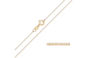 Old English Jewellers Solid 9ct Yellow Gold on Silver 1mm Box Chain Necklace 16 18 20 22 24 inch