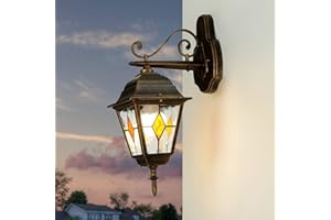 Licht-Erlebnisse Lampa ścienna zewnętrzna szkło aluminium w kolorze miedzi antyczna IP44 wejście do ogrodu B: 15 cm E27 maks. 60 W Tiffany styl rustykalna lampa zewnętrzna SALZBURG