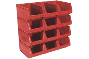 Sealey Tps412R Plastic Storage Bin 209 X 356 X 164Mm - Red Pack Of 12