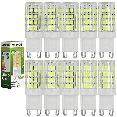 MENGS® Pack de 10 Bombilla lámpara LED 5 Watt G9 Con material de cerámica y de acrílico, 51x 2835 SMD, blanca fría 6500k, AC 220-240V
