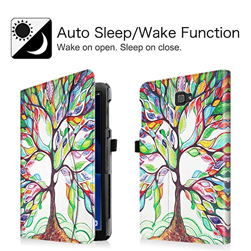 Fintie Samsung Galaxy Tab A 10.1 Hülle – [Eckenschutz] Multi-Winkel Betrachtung Folio Stand Schutzhülle Cover Case Tasche mit Dokumentschlitze, Standfunktion, Auto Wake / Sleep für Samsung Galaxy Tab A 10,1 Zoll T580N / T585N Tablet (2016 Version), Liebesbaum - 2