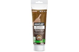 Aguaplast Woodlite stucco per legno colorato. Fibrato, resiste alle dilatazioni fino al 20%. Ideale per buchi e crepe in mano unica senza ritiro. Noce scuro